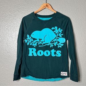 Roots Canada long sleeve tee Hunter green blue size 170